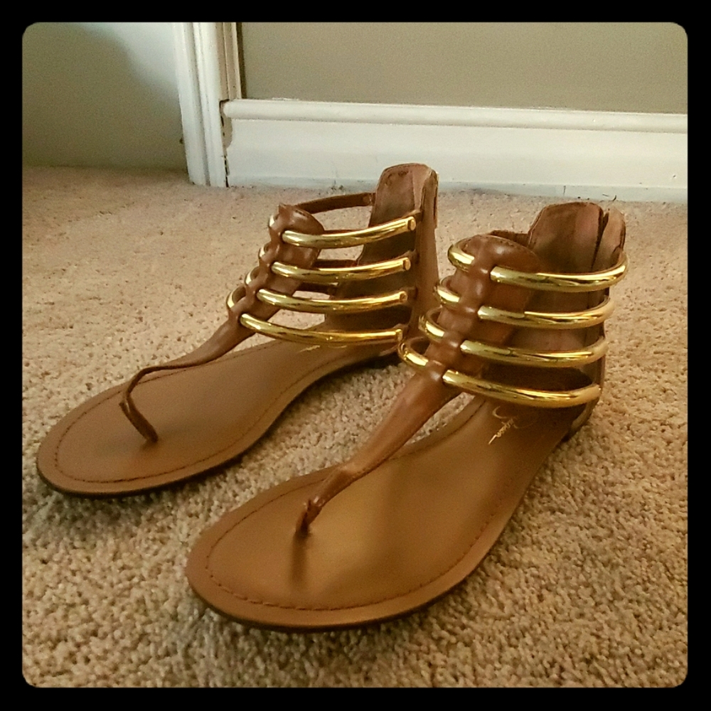 Jessica Simpson Gold Gladiator Sandals